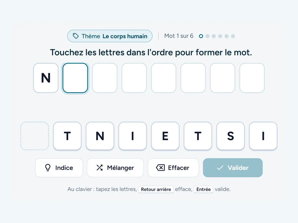 Capture de l’exercice Anagramme