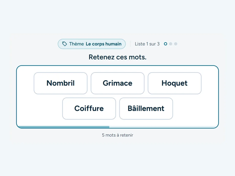Capture de l’exercice Liste mémoire