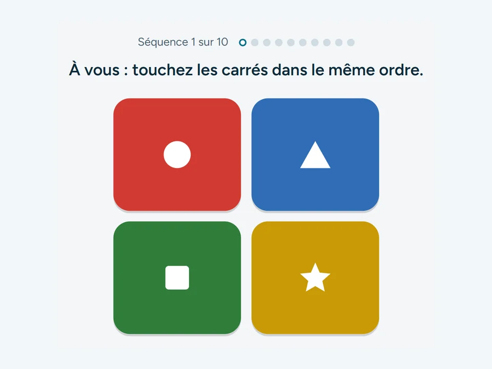 Capture de l’exercice Simon dit