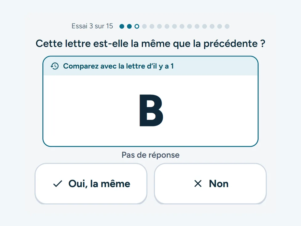 Capture de l’exercice N‑Back mémoire