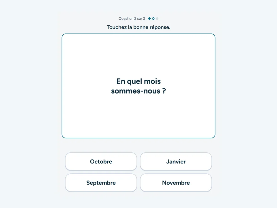 Capture de l’exercice Orientation temporelle