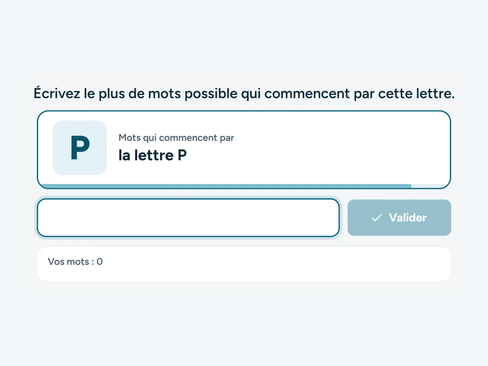 Capture de l’exercice Fluence libre