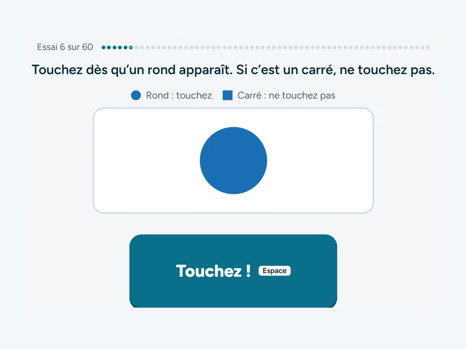 Capture de l’exercice Go/No‑Go