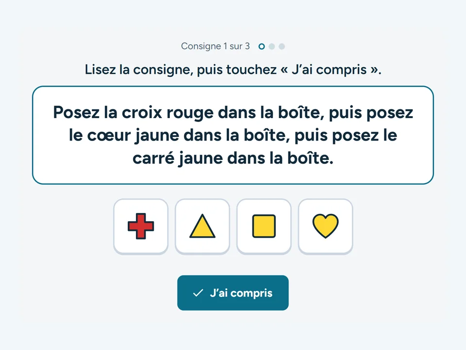 Capture de l’exercice Consigne à étapes multiples